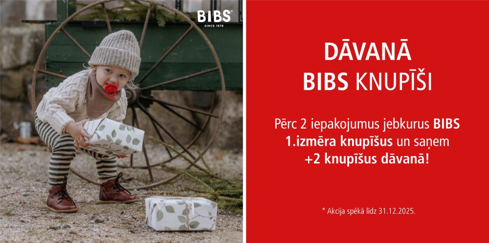 BIBS knupīšu īpašais piedāvājums decembrī – iegādājies 2 un saņem +2 dāvanā