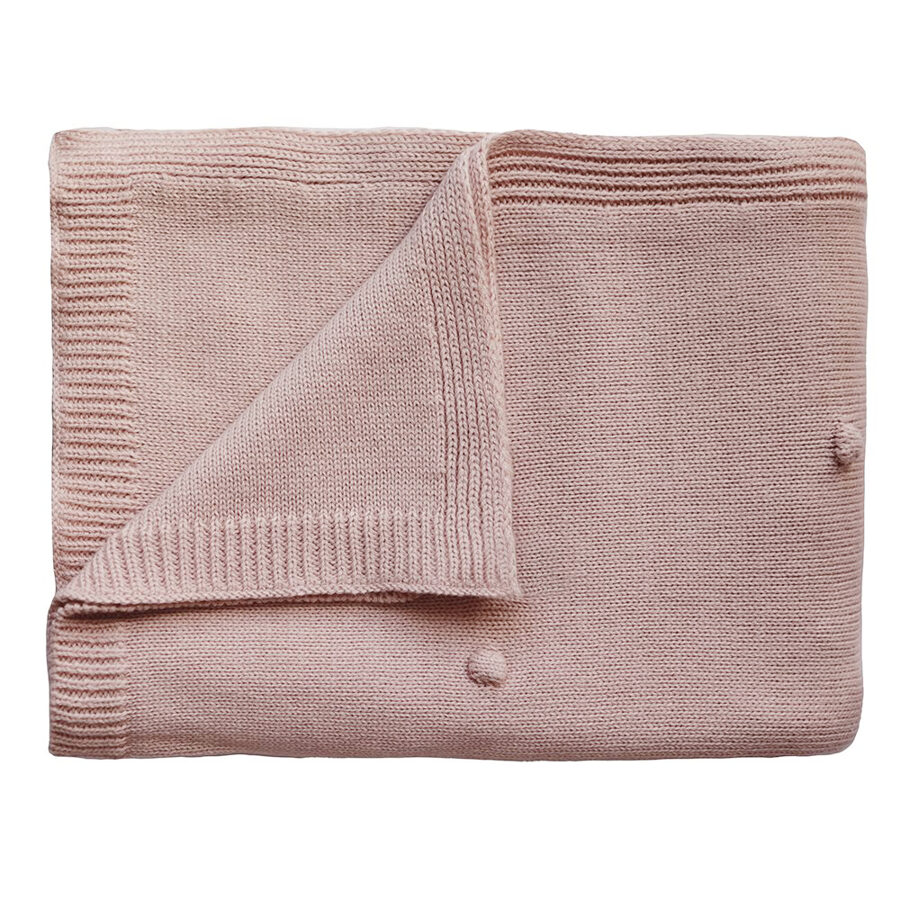 Mushie Knitted Baby Blanket - Textured Dots Blush