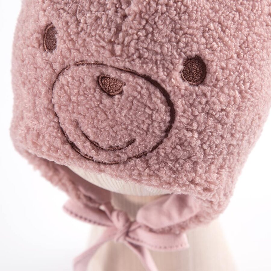 Hat with ties | TEDDY, powderpink (Sizes: 56., 62., 68.)