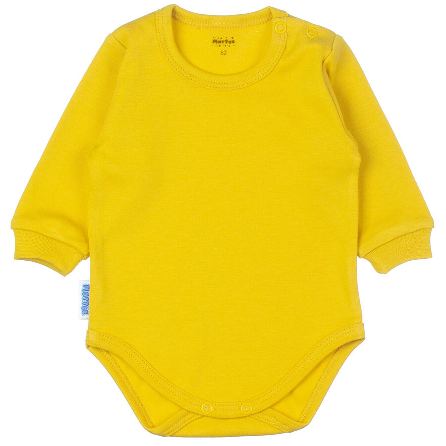 Bodysuit, mustard yellow (Sizes: 56., 62., 68., 74., 80., 86.)
