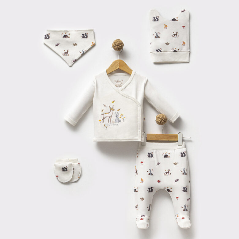 5-daļīgs komplekts, meža zvēri (Izmēri: 0-3mēn.)