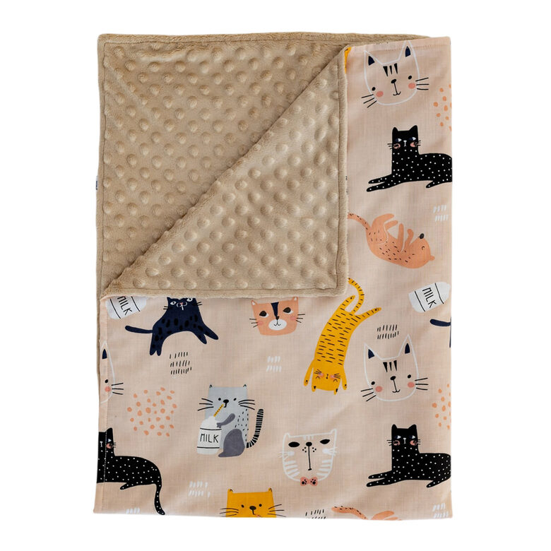 Super Soft Fleece Baby Blanket, Beige | Kittens