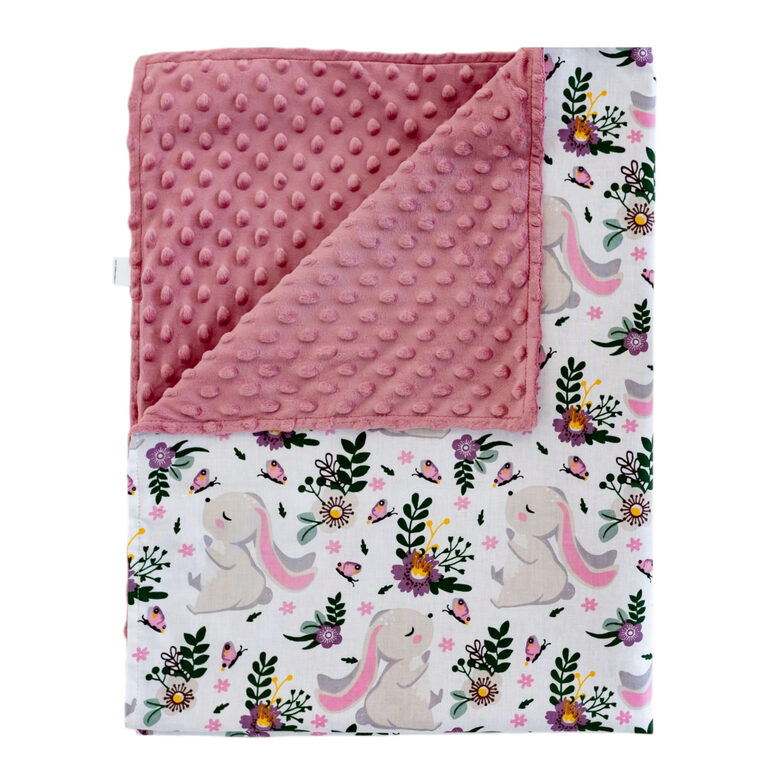 Mīļsedziņa 75x100cm, rozā | Pelēki zaķīši