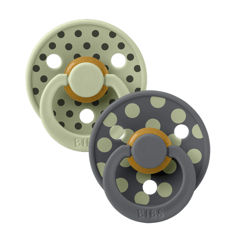 BIBS Colour Round knupīši Polka Dots – Sage / Iron