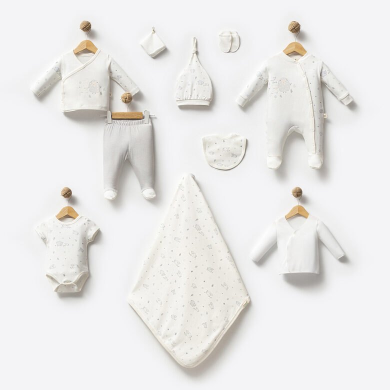 10-Piece Newborn Clothing Set with Lamb Print