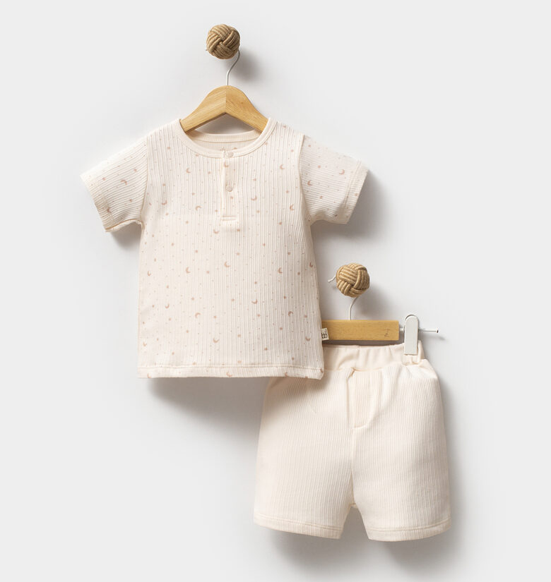 2-Piece Cotton Set with Star Print – Light Pink