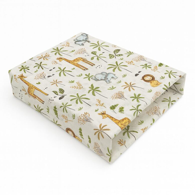 Cotton sheets with an elastic band, 120x60cm | Giraffes