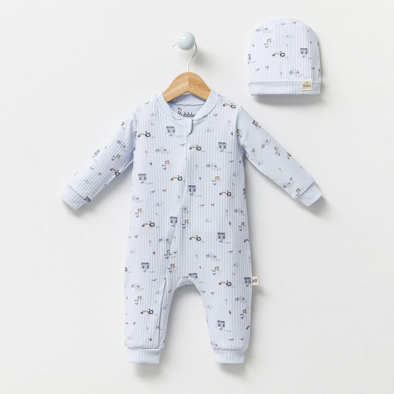 Baby Sleepsuit with Hat – “Country” Design