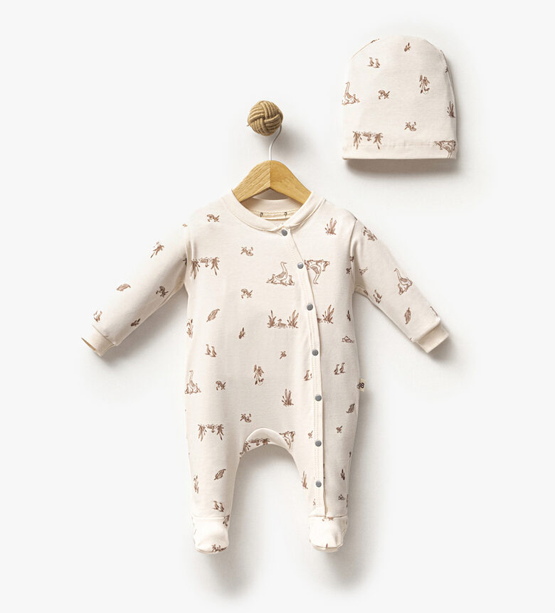 Long Sleeve Romper & Hat | Duck Print