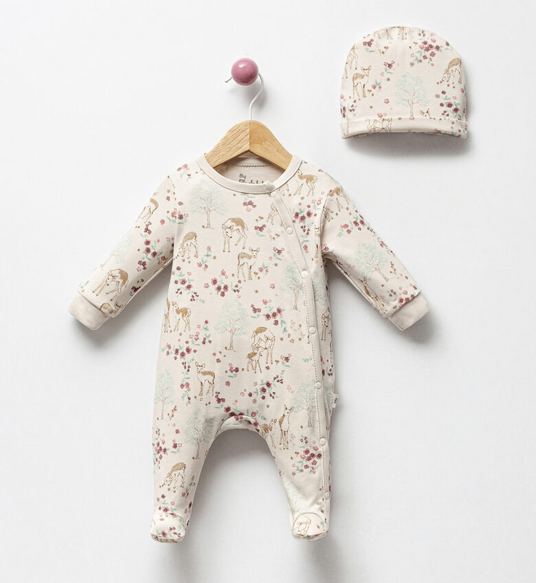 Long Sleeve Romper & Hat | Deer Print