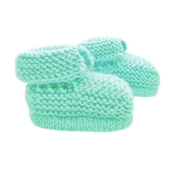 Knitted booties, mint