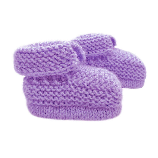 Knitted booties, lilac purple