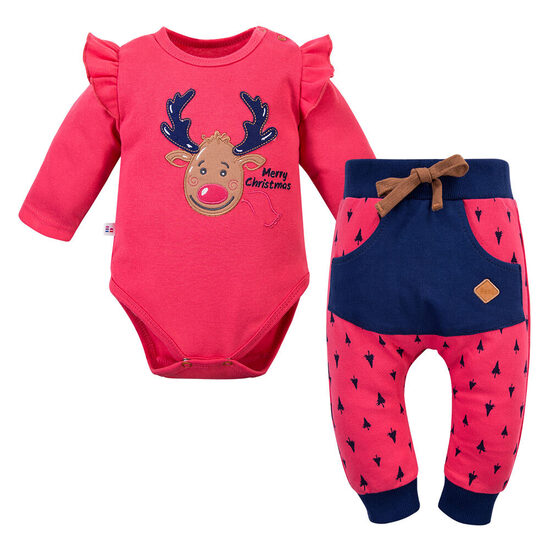 2-daļīgs komplekts, sarkans - Ziemeļbriedis (Izmēri: 68., 74., 80.)