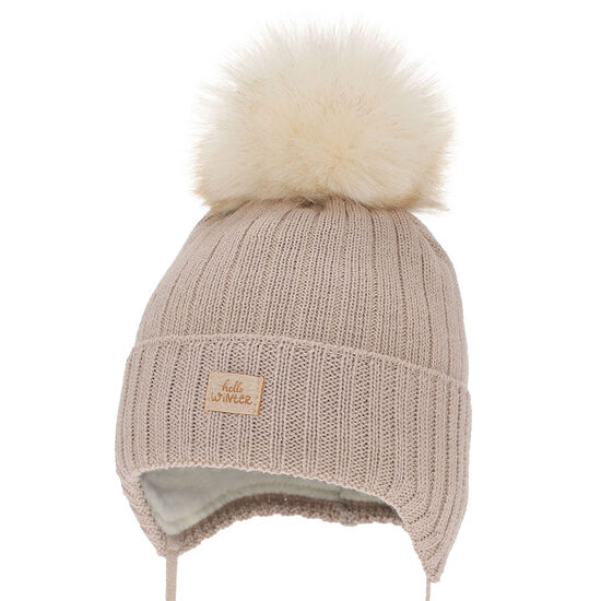 Merino wool winter hat, beige | Basma (3-6 months, 9-12 months)