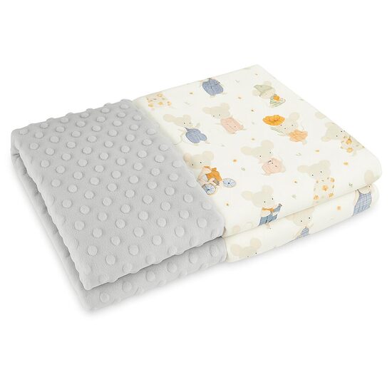 Super Soft Fleece Baby Blanket, grey | Mice