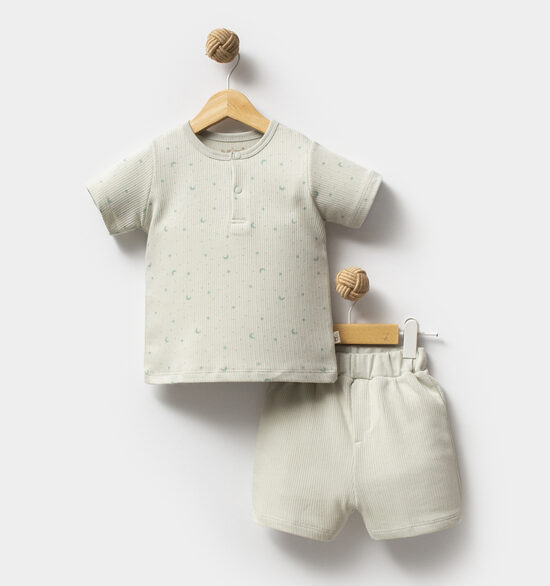 2-Piece Cotton Set with Star Print – Green