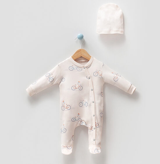 Long Sleeve Romper & Hat | Bicycle Print