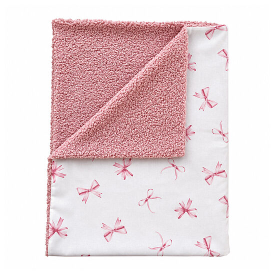Blanket with Teddy Fleece | Pink Bows