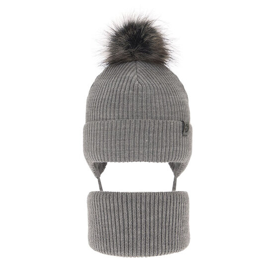 Winter hat and scarf, grey | Honed (Size: 3-5 years)