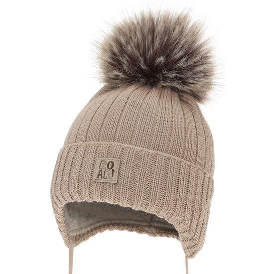 Merino wool winter hat, light brown | Nebli (3-6 months)