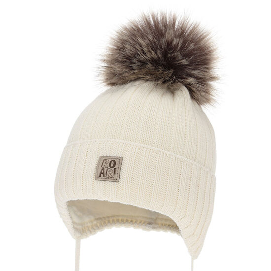 Merino wool winter hat, ecru | Nebli (3-6 months)