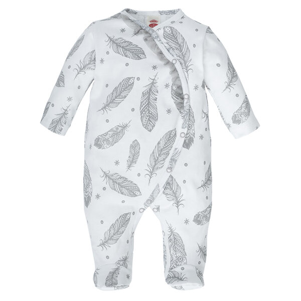 Sleepsuit with feet, white | FEATHERS (Sizes: 68., 74., 80.)