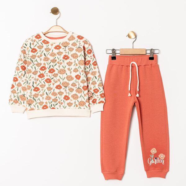 2-piece set, coral orange: sweater + trousers