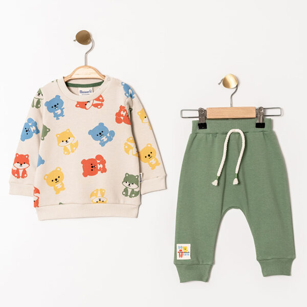 2-piece set, green: sweater + trousers