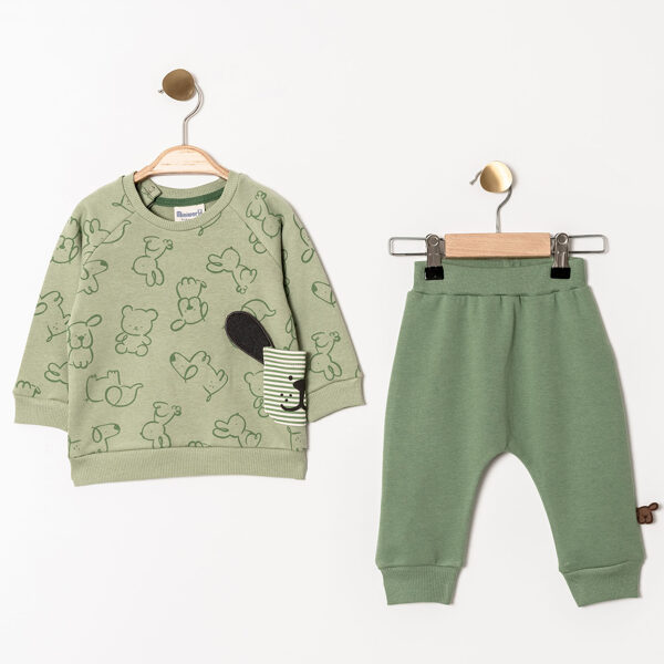 2-piece set, green: sweater + trousers