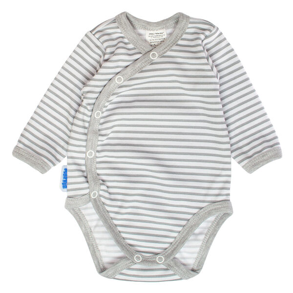 Bodysuit, white with gray stripes (Sizes: 56., 62..)
