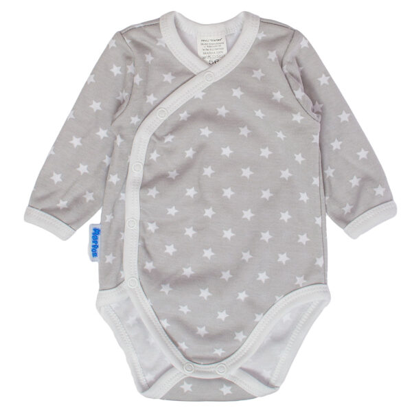 Bodysuit, gray, Stars (Sizes: 56., 68.)