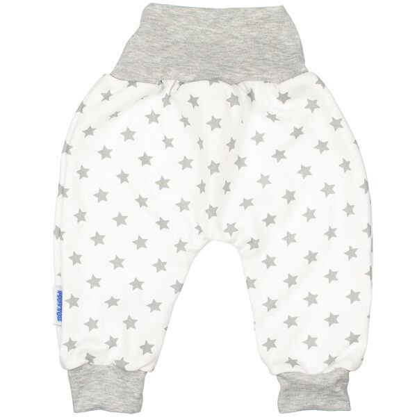 Jogger pants, white with gray stars (Sizes: 62., 74., 80., 86.)