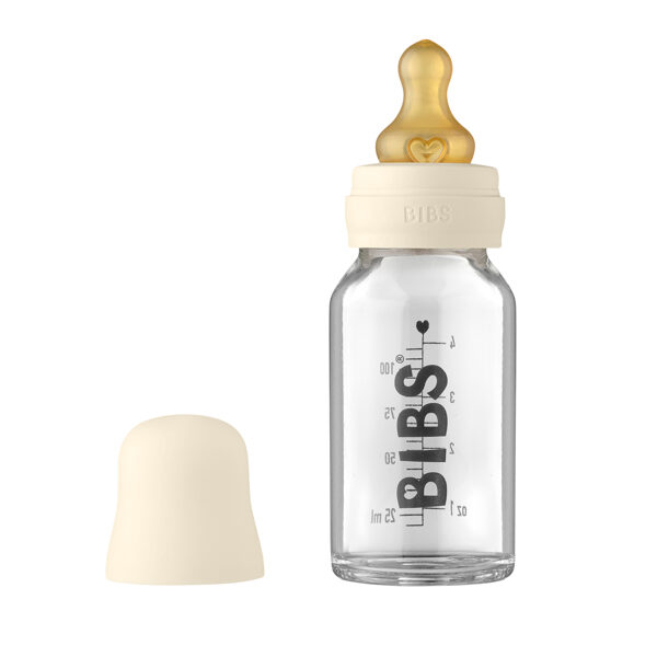 BIBS Stikla barošanas pudelīte 110ml (Ivory) 0+ mēn.