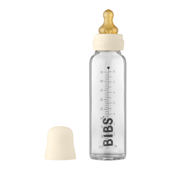 BIBS Stikla barošanas pudelīte 225ml (Ivory) 0+ mēn.