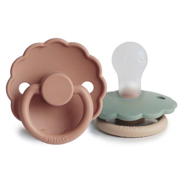 FRIGG Daisy - Round Silicone 2-Pack Pacifiers - Rose Gold/Willow