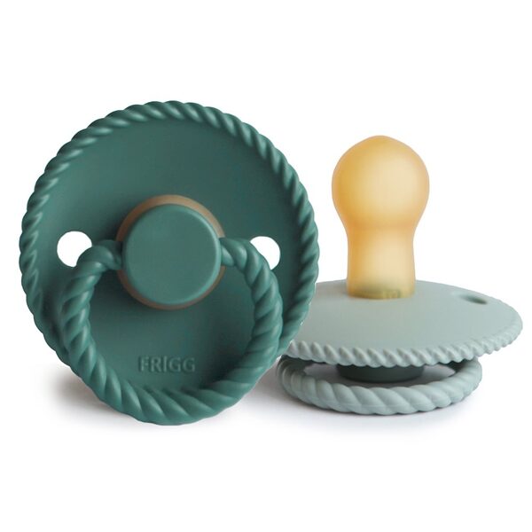 FRIGG Rope - Round Latex 2-Pack Pacifiers - Sage/Vintage green