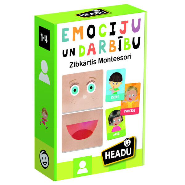 Montessori zibkartītes "Emocijas un darbības" (Latviešu valodā)