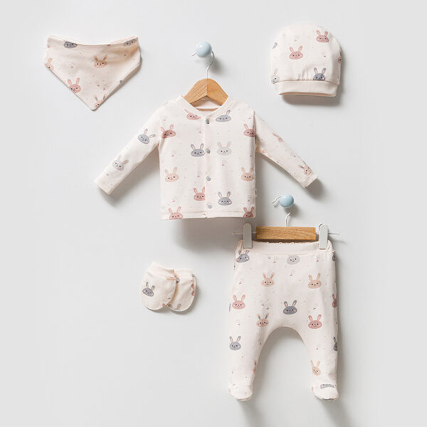 5-daļīgs komplekts | Zaķīši (Izmēri: 0-3mēn.)