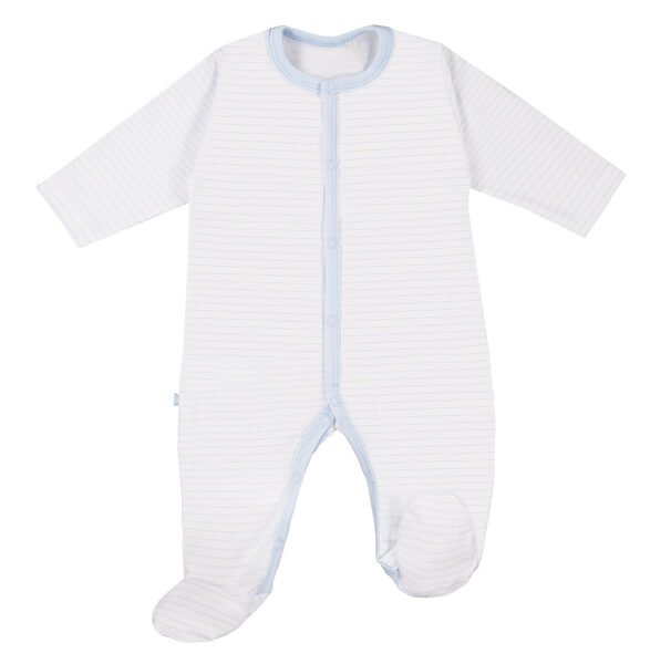 Sleepsuit with feet, white/ Stripes (Sizes: 68.)