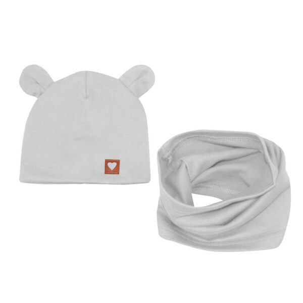 Hat with ears + tunnel scarf, gray (Sizes: 80/86.)