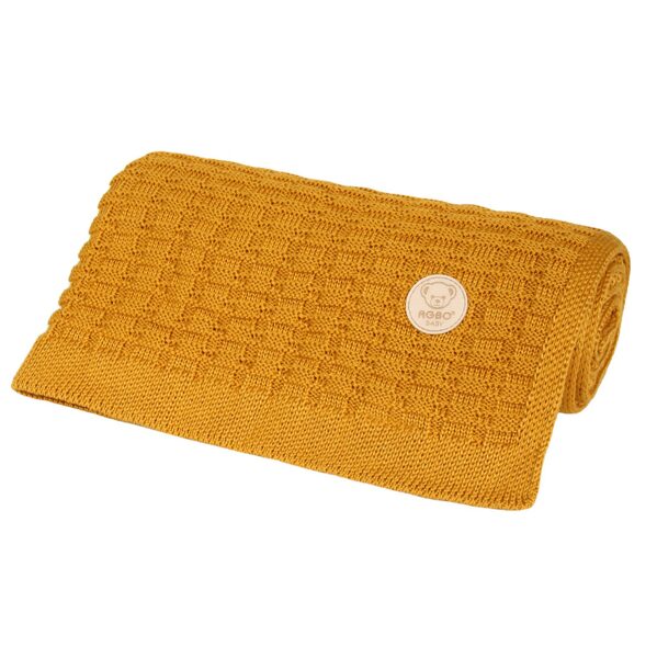 Bamboo blanket for children 80x100 | Teddy, mustard