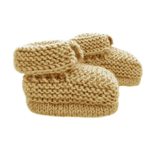 Knitted booties, light brown