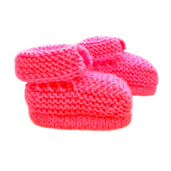 Knitted booties, fuchsia pink