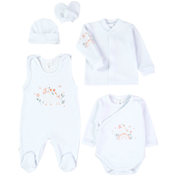 5-piece set, white, DUCKS (Sizes: 62.)