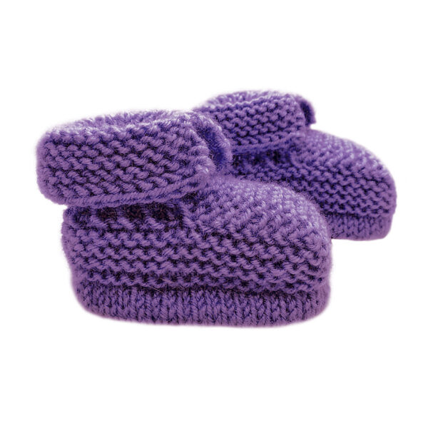 Knitted booties, purple