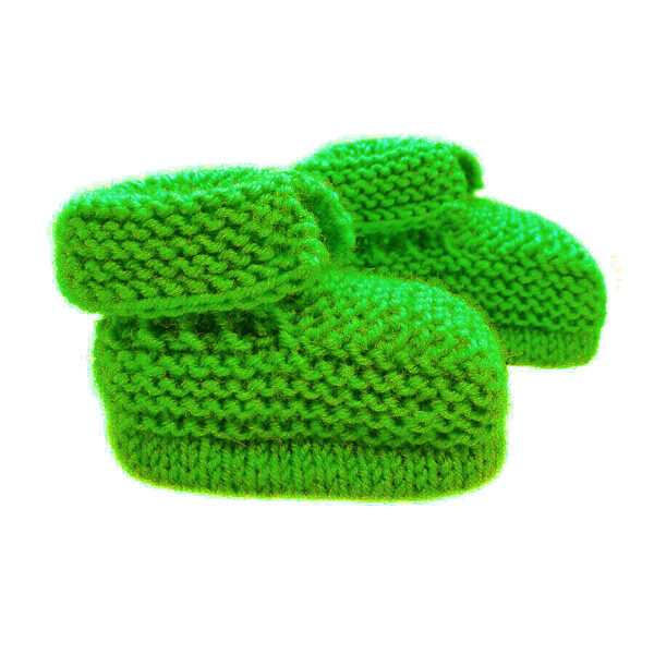 Knitted booties, green