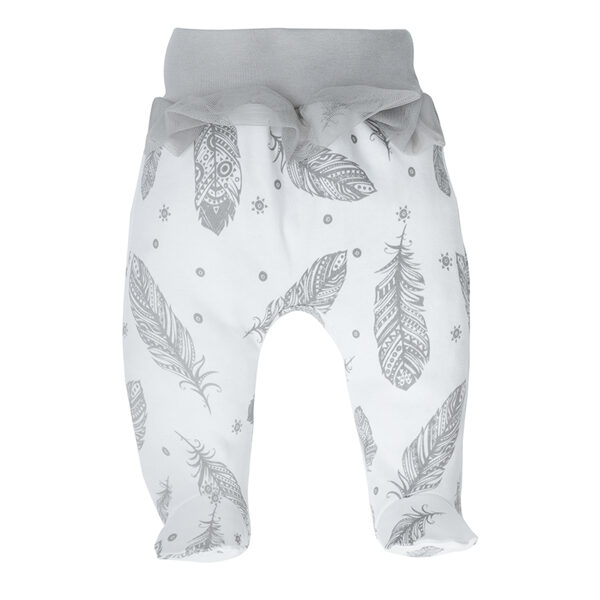 Pants with feet, white | FEATHERS (Size: 74.)
