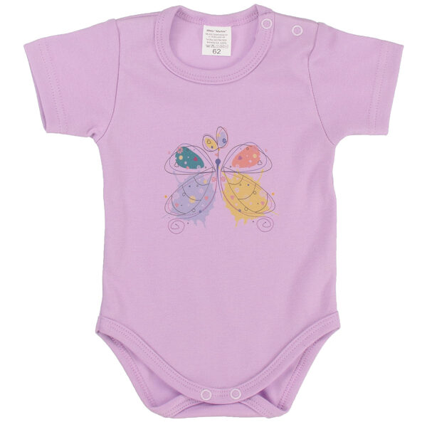 Short sleeve bodysuit, violet | Colourful butterfly (Sizes: 56., 62., 68.)