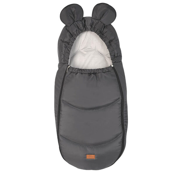 Stroller sleeping bag, with ears, graphite / light grey