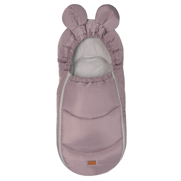 Stroller sleeping bag, with ears, light pink/ light grey
